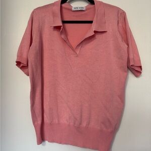 Kate Kasin Women's Pink V-Neck Sweater